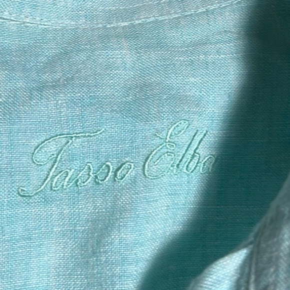 Tasso Elba Island Mens Cross-Dyed Linen Button Up Shirt Size Large - Picture 5 of 6